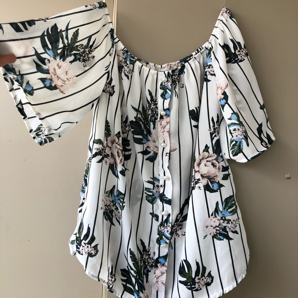 SOLD!! Off-The-Shoulder Buckle Blouse